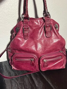 Elliott Lucca Wine Red Leather Shoulder Bag